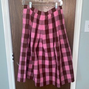 J-crew pink gingham skirt. Beautiful skirt with tie in the back. Never worn.